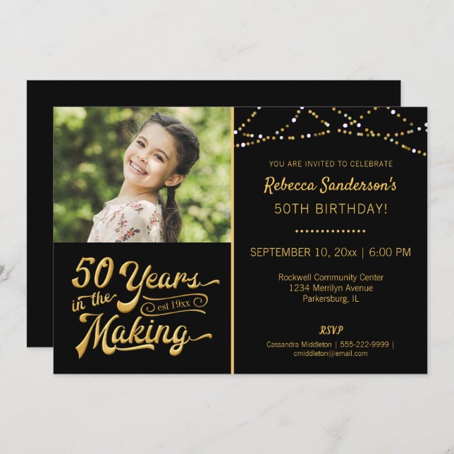 50th Birthday | 50 YEARS IN THE MAKING Photo Invitation (Front/Back)
