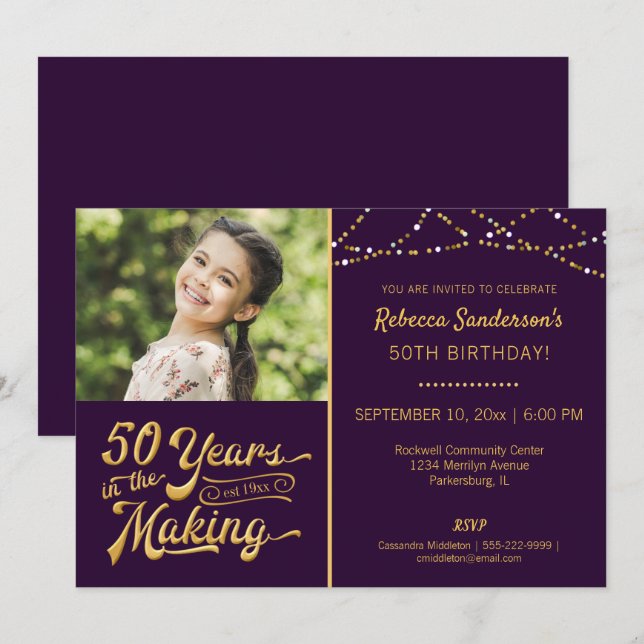 50th Birthday | 50 YEARS IN THE MAKING Photo Invitation (Front/Back)