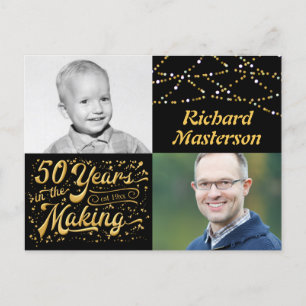 50th Birthday 50 Years in the Making (Then & Now) Invitation Postcard