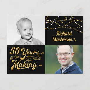 50th Birthday 50 YEARS IN THE MAKING (Then & Now) Invitation Postcard