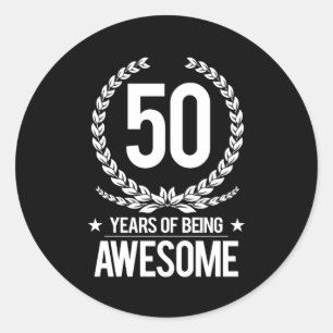 50th Birthday (50 Years Of Being Awesome) Classic Round Sticker