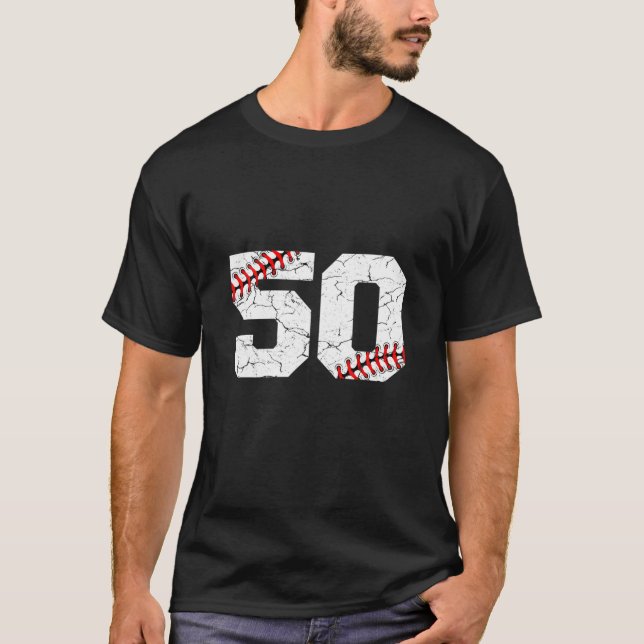 50Th Birthday 50 Years Old Baseball Bday Funny Men T-Shirt (Front)