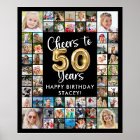50th Birthday 57 Photo Collage Cheers to 50 Years