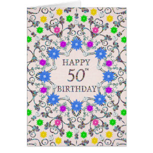 50th Birthday Abstract Flowers 