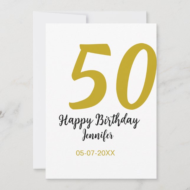 50th birthday add name date year black template go (Front)