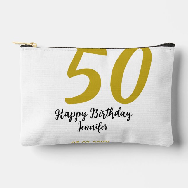 50th birthday add name date year black template go accessory pouch (Front)