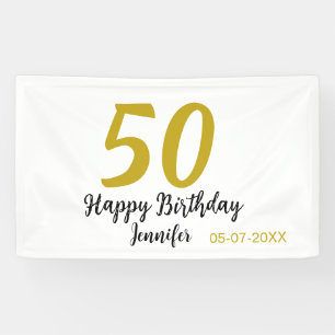 50th birthday add name date year black template go banner