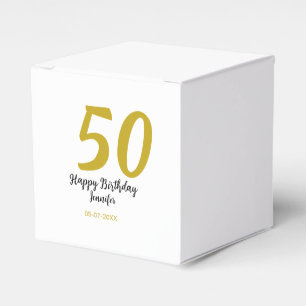 50th birthday add name date year black template go favour box