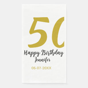 50th birthday add name date year black template go napkin