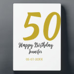 50th birthday add name date year black template go plaque<br><div class="desc">editable design</div>