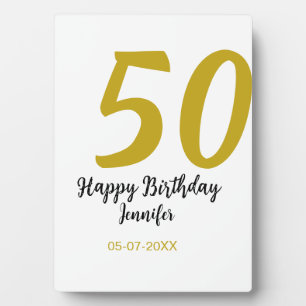 50th birthday add name date year black template go plaque