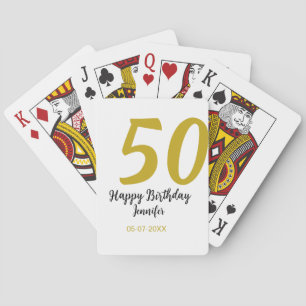 50th birthday add name date year black template go playing cards