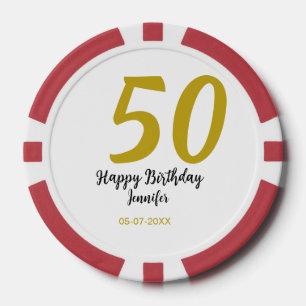 50th birthday add name date year black template go poker chips
