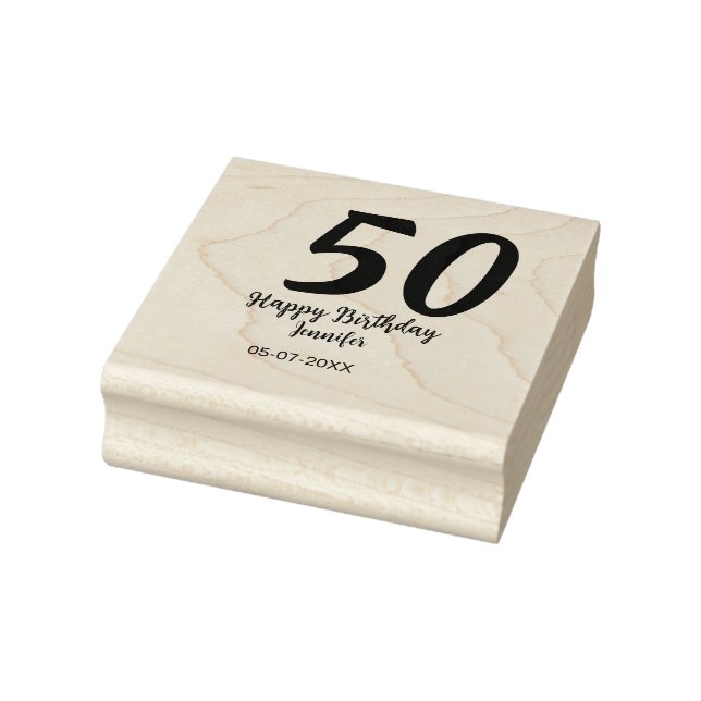50th birthday add name date year black template go rubber stamp (Stamp)