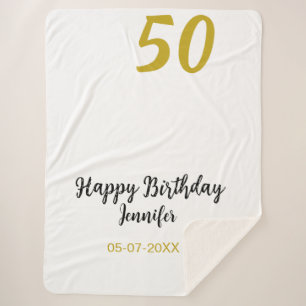 50th birthday add name date year black template go sherpa blanket
