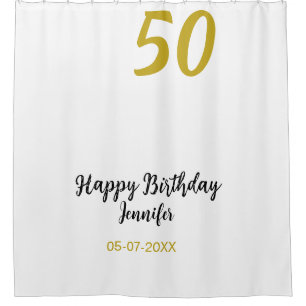 50th birthday add name date year black template go shower curtain