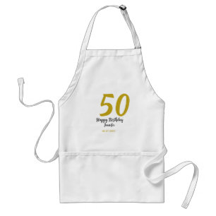 50th birthday add name date year black template go standard apron