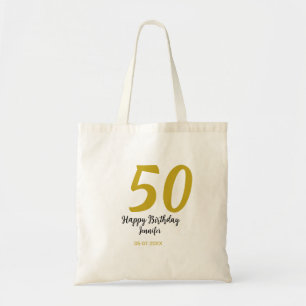 50th birthday add name date year black template go tote bag