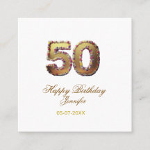 50th birthday add name date year gold floral bold