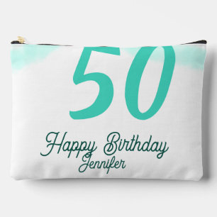 50th birthday add name date year green pastel bold accessory pouch