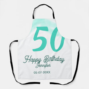 50th birthday add name date year green pastel bold apron