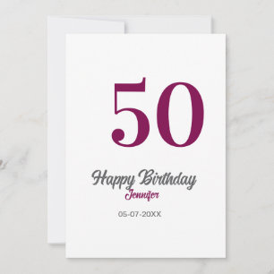 50th birthday add name date year mauve template