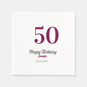 50th birthday add name date year mauve template napkin