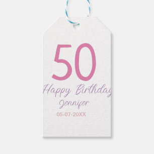 50th birthday add name date year pink template go gift tags