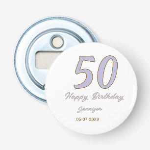 50th birthday add name date year purple brown mode bottle opener