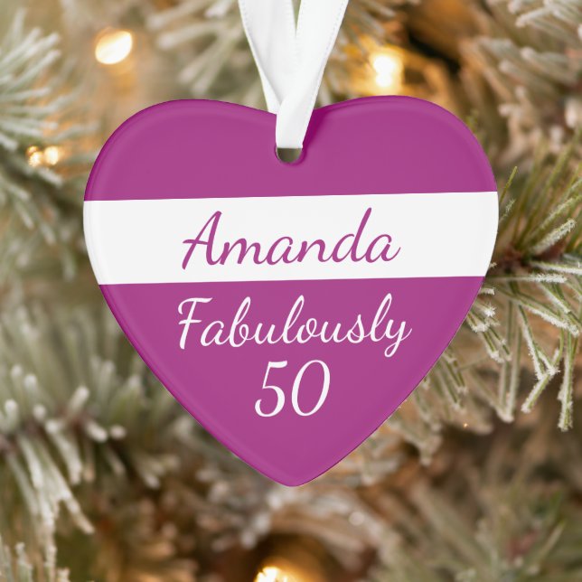 50th Birthday Add Name Fabulously 50 Pink Ornament (Tree)