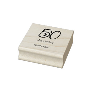 50th birthday add name year turquoise pink bold rubber stamp