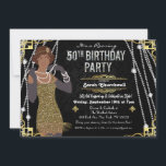 50th Birthday African American  Flapper Girl   Invitation<br><div class="desc">Harlem Nights Harlem Renaissance Great Gatsby Art Deco 50th Birthday Fifty and Fabulous Invitation</div>
