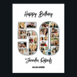 50th Birthday Age Number 50 Custom Photo Collage Poster<br><div class="desc">Celebrate 50th birthday with this printable photo collage. Choose your favourite photos for display. Customise the name, text and date to fit your occasion. This will be a lovely keepsake with personalised message to look back on with family and friends. If you need any other number as your collage, feel...</div>