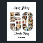 50th Birthday Age Number 50 Custom Photo Collage Poster<br><div class="desc">Celebrate 50th birthday with this printable photo collage. Choose your favourite photos for display. Customise the name, text and date to fit your occasion. This will be a lovely keepsake with personalised message to look back on with family and friends. If you need any other number as your collage, feel...</div>