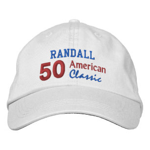 50th Birthday AMERICAN CLASSIC Red White Blue V06 Embroidered Hat