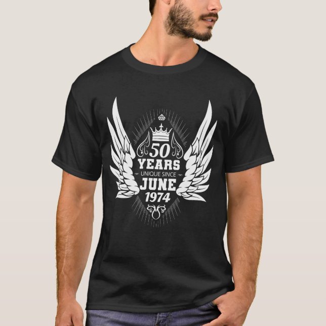 50th Birthday Angel Wings June 1974 T-Shirt (Front)
