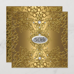 50th Birthday  Anniversary Gold PartyJewel Invitation