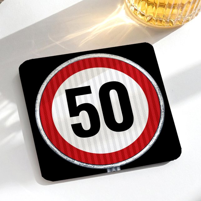 50th birthday - ANY AGE traffic sign Paper Coaster (Creator Uploaded)