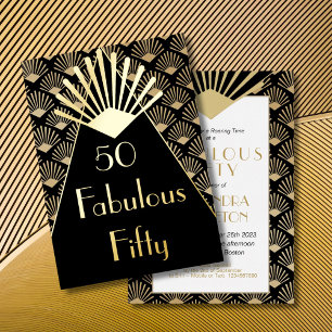 50TH Birthday Art Deco Elegant Black Gold
