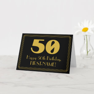50th Birthday: Art Deco Inspired Look "50" & Name Card