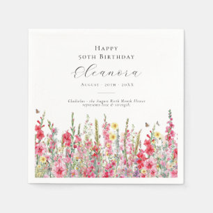 50th Birthday August Birth Month Flower Gladiolus Napkin