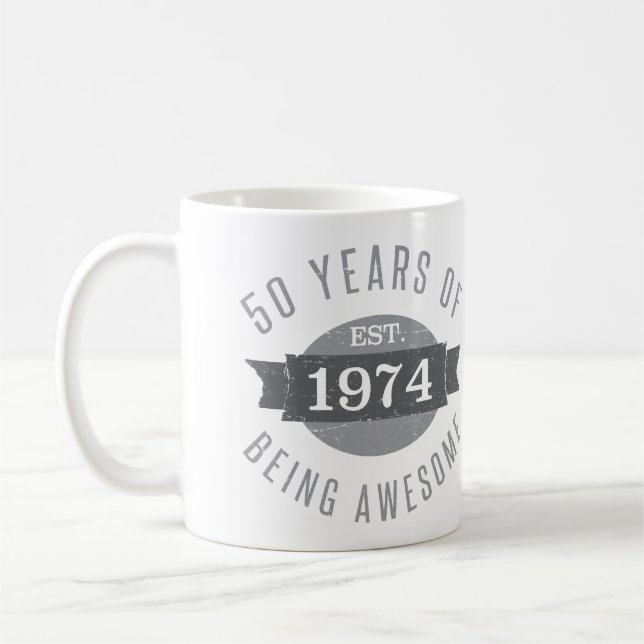 50th Birthday Awesome 1974 Coffee Mug (Left)