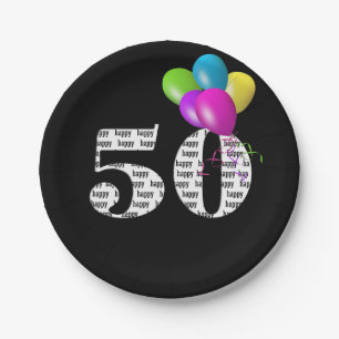 50th birthday balloon bouquet paper plate