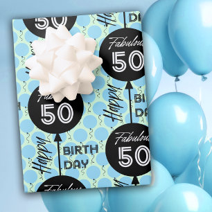 50th Birthday Balloons Wrapping Paper Sheet