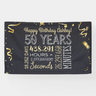 50th Birthday Banner - 50 Years in Hours & Seconds