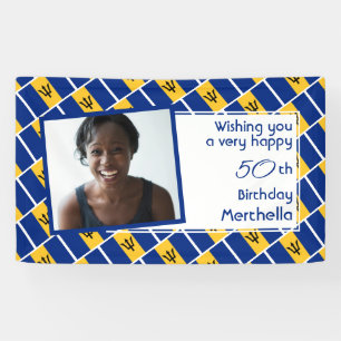 50th Birthday BARBADOS FLAG Custom Photo Banner