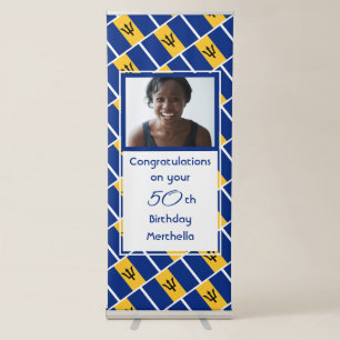 50th Birthday BARBADOS FLAG Custom Photo Retractable Banner