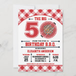 50th Birthday Barbecue Invitation<br><div class="desc">The Big 50 Birthday Barbecue Invitation with a red hot grill and gingham tablecloth pattern. Customise with your own text. Original Illustration by pj_design. Contact me for any help you need.</div>