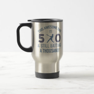 50th Birthday Baseball Dad Travel Mug