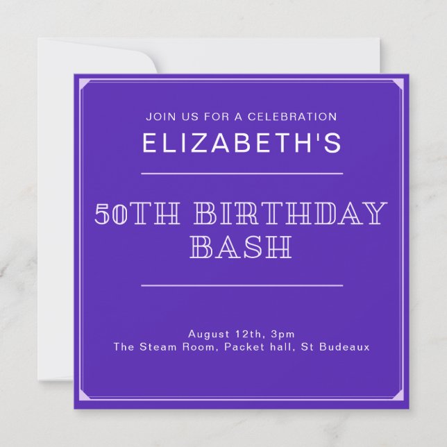 50th Birthday Bash Custom Invitation (Front)